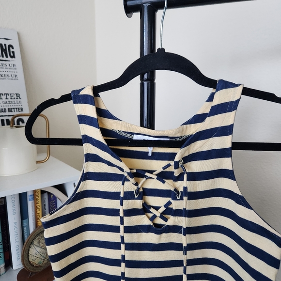 Frame Yellow Striped Lace Up Tank Top - Picture 4 of 5